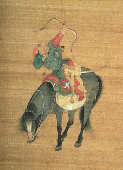 Kublai Khan (1214-94) op Jacht (detail), Yuan dynastie door Liu Kuan tao