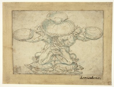 Ontwerp voor een zoutvat of een tafel fontein door Livio Agresti