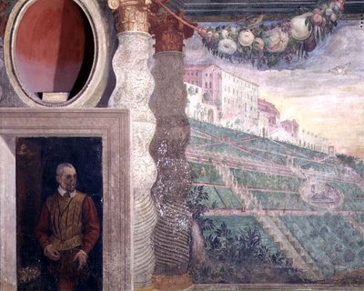 De hoofdzaal, detail van decoratie die de Villa d