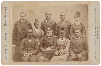 Universiteitszangers van New Orleans, ca. 1879 (foto) door Llewellyn A. Sawyer