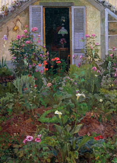 Drieluik of tuin in bloei door Llewelyn Lloyd