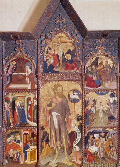 Altaarstuk van Johannes de Doper: scène uit zijn leven. Schilderij door Luis Borrassa (1350-1424). Museum voor Sierkunsten, Parijs door Lluís Borrassà