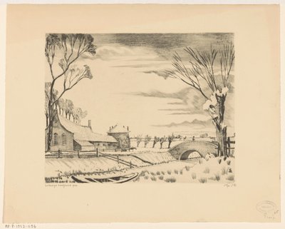 Boerderij in een winterlandschap door Lodewijk Schelfhout (signed by artist)