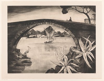 Boogbrug op Corsica door Lodewijk Schelfhout (signed by artist)