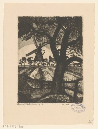 Boomgaard door Lodewijk Schelfhout (signed by artist)