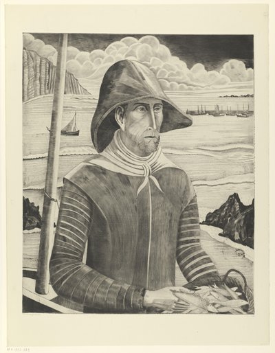 Bretonse visser door Lodewijk Schelfhout (signed by artist)