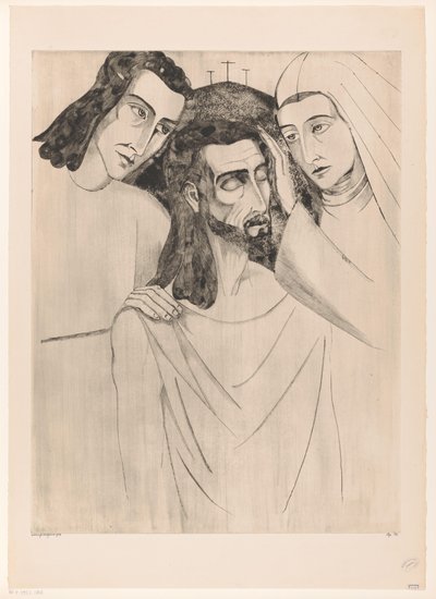 Christus tussen Johannes de Doper en Maria door Lodewijk Schelfhout (signed by artist)
