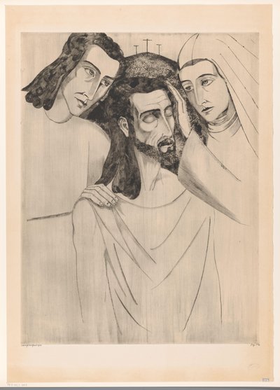 Christus tussen Johannes de Doper en Maria door Lodewijk Schelfhout (signed by artist)