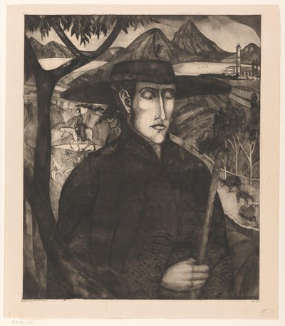 Corsicaanse herder door Lodewijk Schelfhout (signed by artist)
