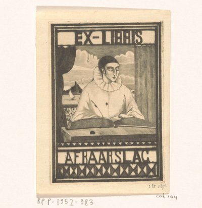 Ex libris van A.F. Baarslag door Lodewijk Schelfhout (signed by artist)
