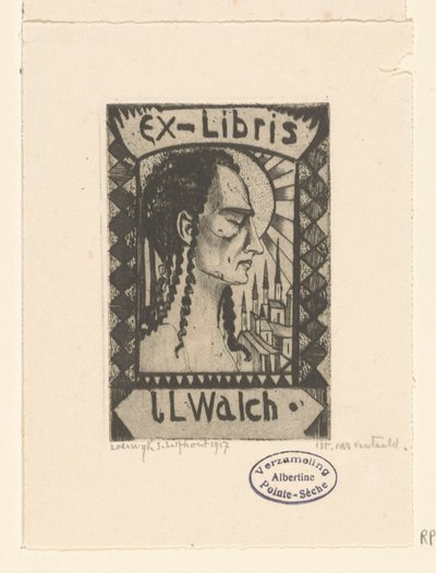 Ex libris van Jan Walch door Lodewijk Schelfhout (signed by artist)