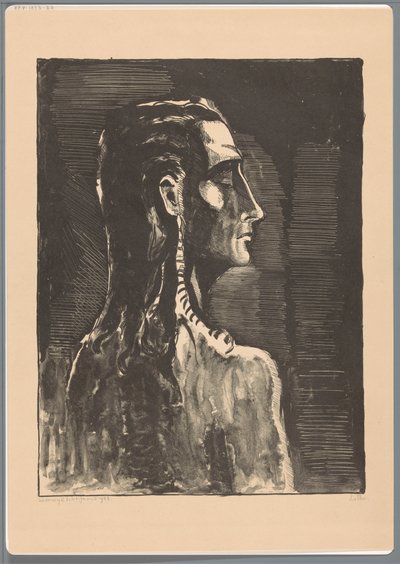 Figuur met gesloten ogen door Lodewijk Schelfhout (signed by artist)
