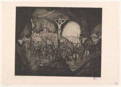 Golgotha I door Lodewijk Schelfhout (signed by artist)