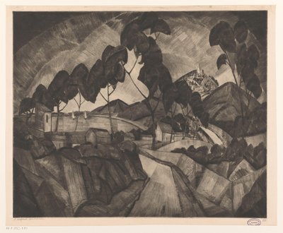 Heuvellandschap in de Provence door Lodewijk Schelfhout (signed by artist)