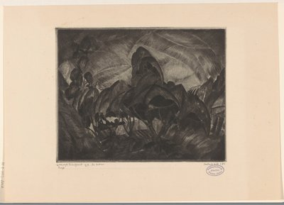 Heuvellandschap met bomen door Lodewijk Schelfhout (signed by artist)