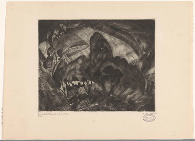 Heuvellandschap met bomen door Lodewijk Schelfhout (signed by artist)