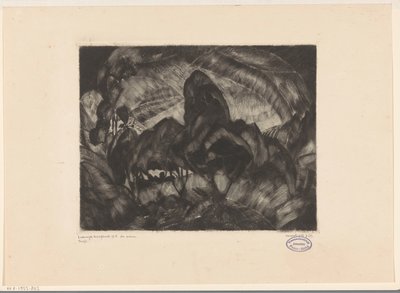 Heuvellandschap met bomen door Lodewijk Schelfhout (signed by artist)