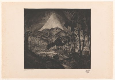 Heuvellandschap met industrie door Lodewijk Schelfhout (signed by artist)