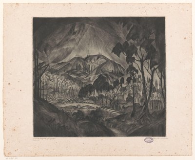 Heuvellandschap met industrie door Lodewijk Schelfhout (signed by artist)