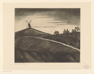 Heuvellandschap met ploegende os bij Etikhove door Lodewijk Schelfhout (signed by artist)