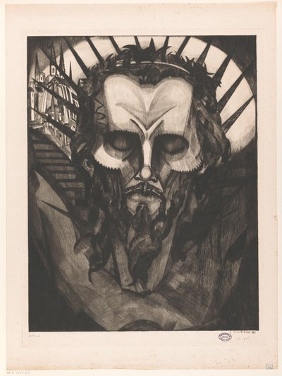 Hoofd van Christus door Lodewijk Schelfhout (signed by artist)