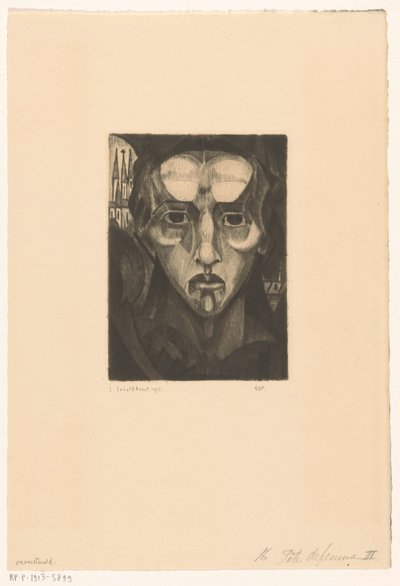 Hoofd van een vrouw door Lodewijk Schelfhout (signed by artist)