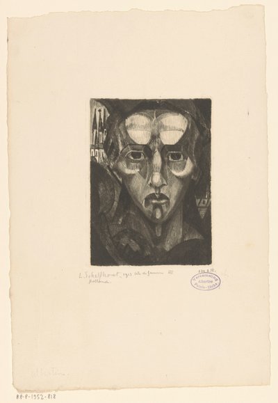 Hoofd van een vrouw door Lodewijk Schelfhout (signed by artist)