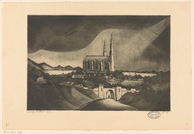 Kathedraal door Lodewijk Schelfhout (signed by artist)