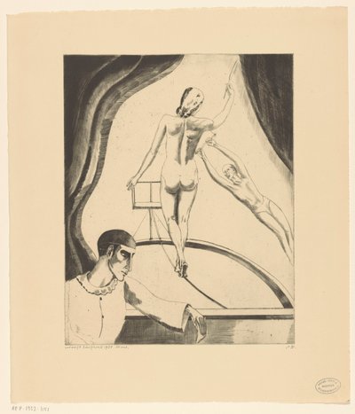 Koorddanseres, trapezeartiest en pierrot door Lodewijk Schelfhout (signed by artist)