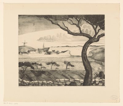 Kustlandschap met landweg door Lodewijk Schelfhout (signed by artist)