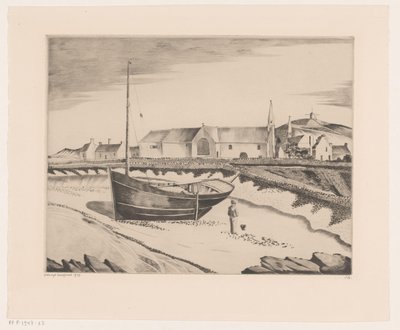 Nederzetting aan de kust door Lodewijk Schelfhout (signed by artist)