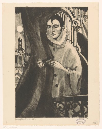 Pierrot II door Lodewijk Schelfhout (signed by artist)