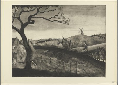 Ploegende boer met een os bij Etikhove door Lodewijk Schelfhout (signed by artist)