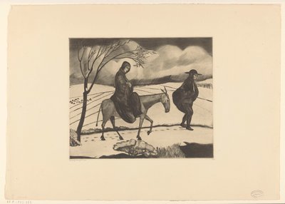 Vlucht naar Egypte door Lodewijk Schelfhout (signed by artist)
