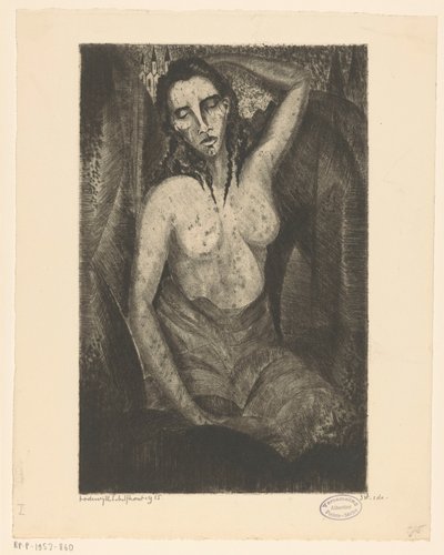 Zittende vrouw door Lodewijk Schelfhout (signed by artist)