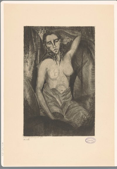 Zittende vrouw door Lodewijk Schelfhout (signed by artist)