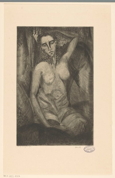 Zittende vrouw door Lodewijk Schelfhout (signed by artist)