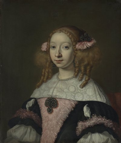 Adriana Jacobusdr Hinlopen (1646-1736), vrouw van Johannes Wijbrants door Lodewijk van der Helst