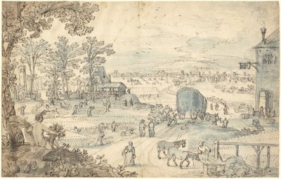 Zomer Oogst in een Uitgestrekt Landschap door Lodewyk Toeput