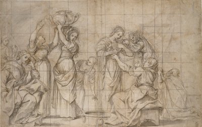 De geboorte van de Doper, ca. 1575-1610 door Lodovico Carracci