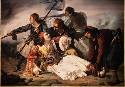 De dood van Marco Botzaris, c.1841 door Lodovico Lipparini