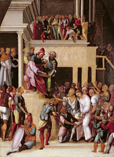 Christus voor Pilatus, c.1530 door Lodovico Mazzolino