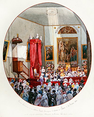Eerste Communie van de Graaf van Parijs in de Franse Koninklijke Kapel van St. Louis, Londen door Lombardo Enrique Simonet