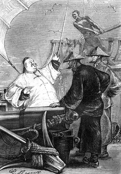 Tekening door Leon Benett, uit het boek van Jules Verne 