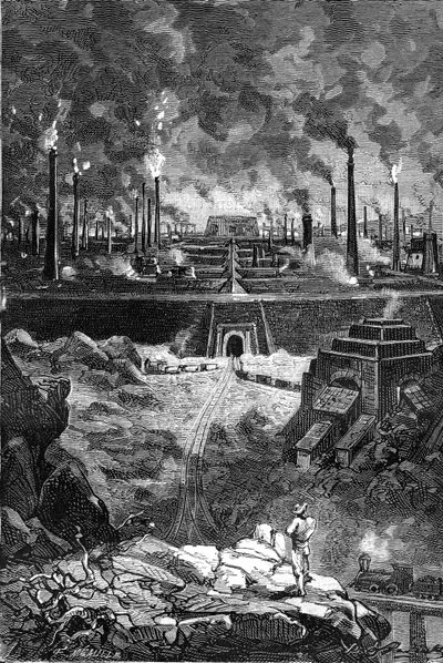 Tekening door Leon Benett, uit het boek van Jules Verne 
