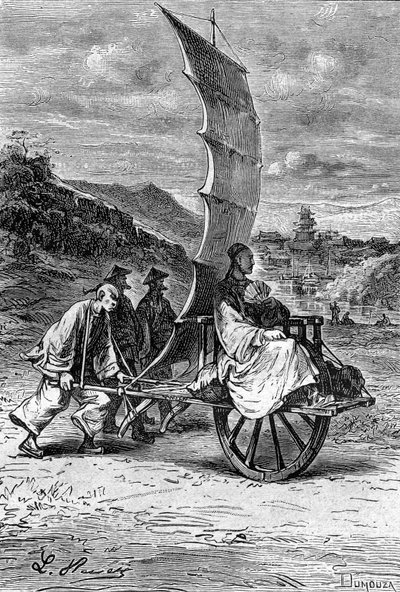 Illustratie voor Jules Verne "De Lotgevallen van een Chinees in China" door Léon Benett