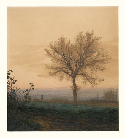Landschap met een kale boom en een ploeger door Léon Bonvin