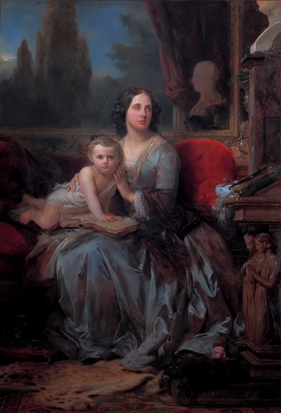 Maria Brignole-Sale De Ferrari met haar zoon Filippo, door Leon Cogniet door Léon Cogniet