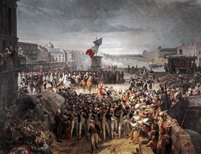 De Nationale Garde van Parijs sluit zich aan bij het leger. Sept. 1792 door Léon Cogniet