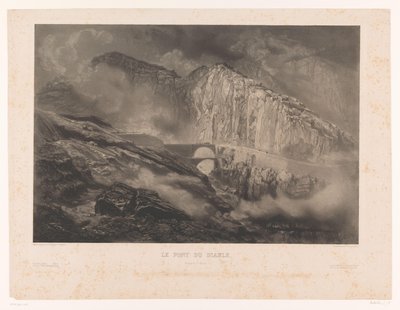 Gezicht op de Duivelsbrug in de Gotthardpas door Léon Jean Baptiste Sabatier